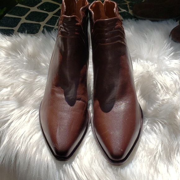 Amanda Smith ankle boots brown western back zip 8 - Picture 2 of 10